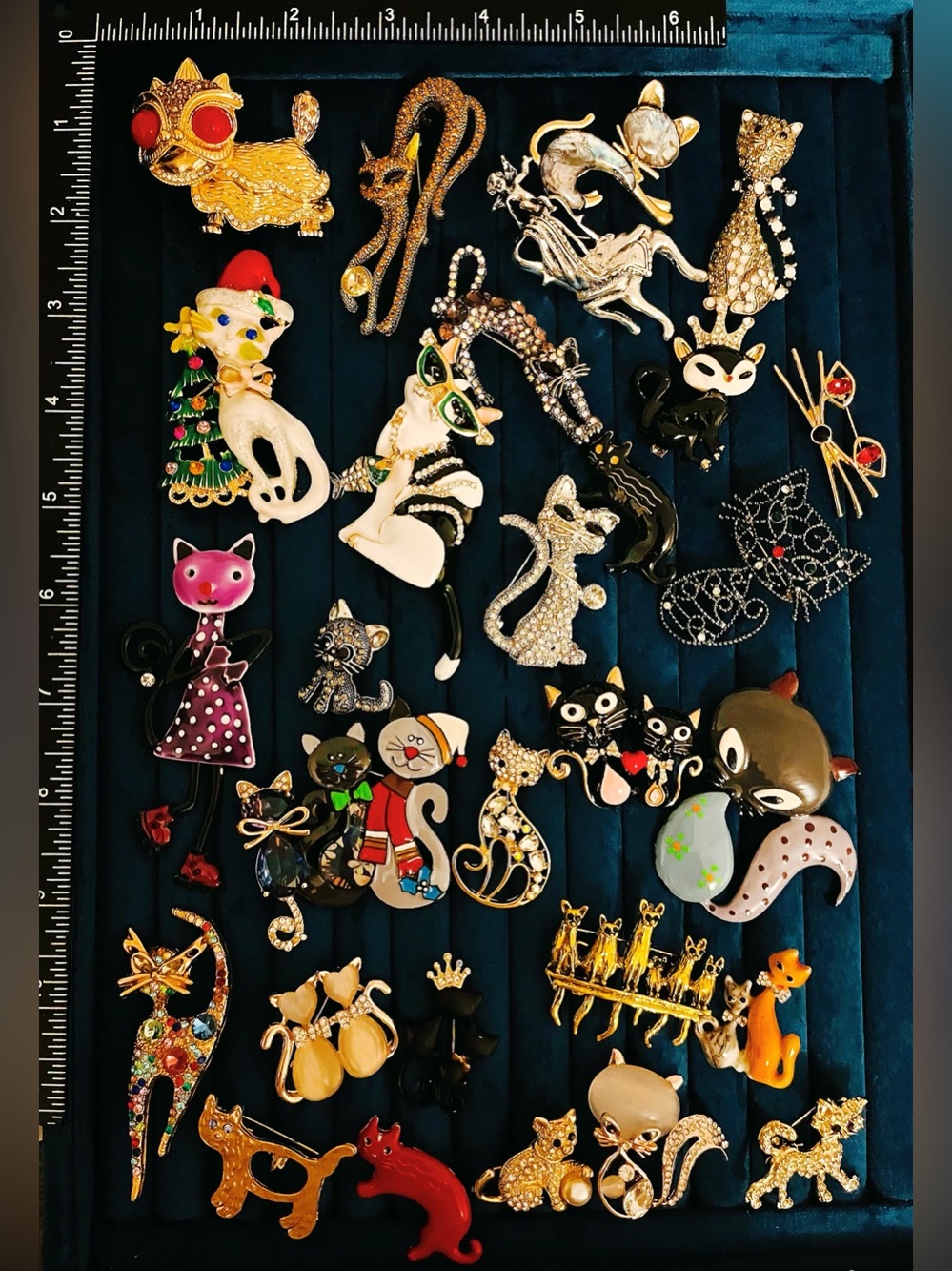 30pc Statement Cat Brooch Lot Rhinestone Enamel Animal Pin Bulk